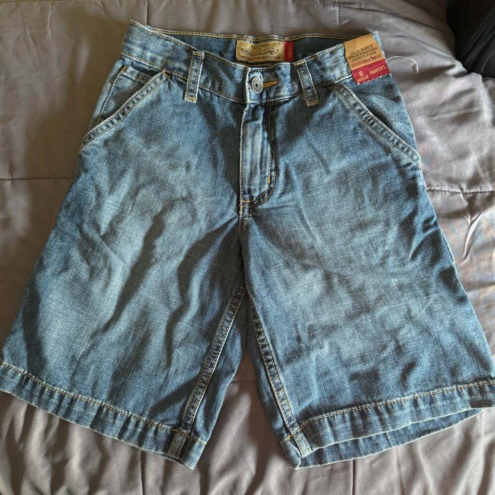 Old Navy Painter's Shorts Size 6 Regular Blue Denim Adjustable Waist